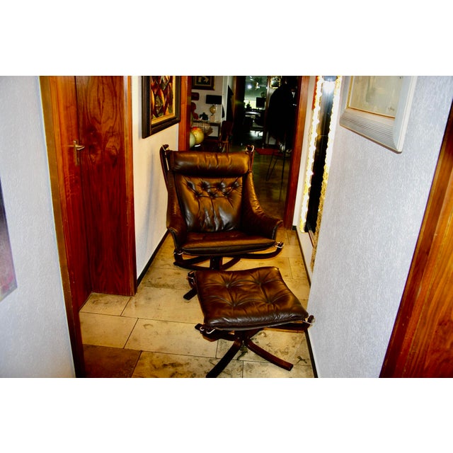 Set of Norwegian Falcon Armchair and Ottoman by Sigurd Ressel for Vatne Mobler, 1970s For Sale - Image 3 of 18