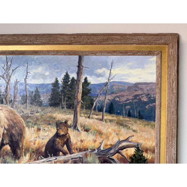 Wood 2006 Brian A. Grimm (B. 1968) “Watchful Eye” Original Wildlife Impressionist Oil on Masonite Painting – Rustic Wood Framed For Sale - Image 7 of 12