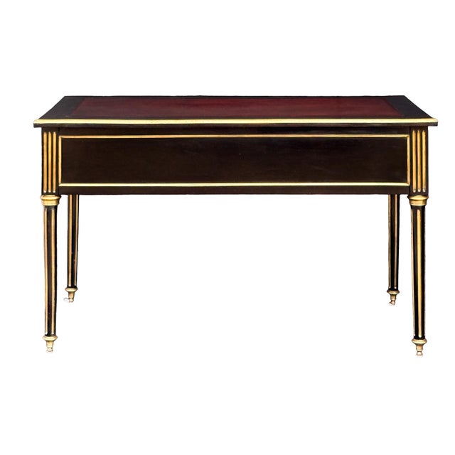 Louis XVI Ebonized Writing Table or Desk With Embossed Leather Top From France For Sale In Austin - Image 6 of 16