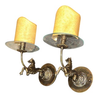 Italian Moderne Bronze Horse Sconces - a Pair For Sale