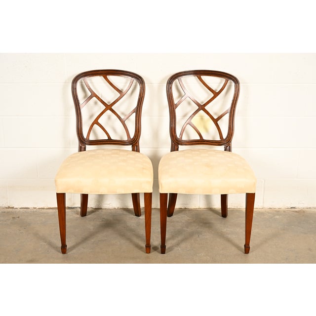 English Kindel Furniture Federal Carved Mahogany Side Chairs or Dining Chairs, Pair For Sale - Image 3 of 15