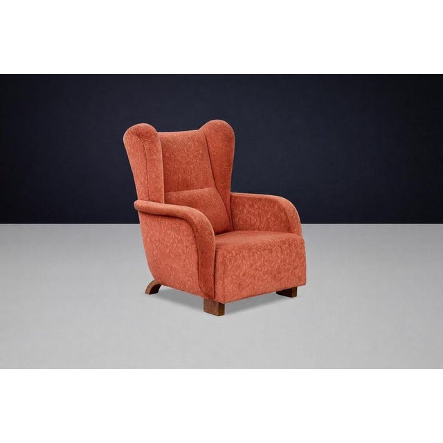 Mid-Century Modern Art Deco Highback Wing Chair, Prague, 1930s For Sale - Image 3 of 8