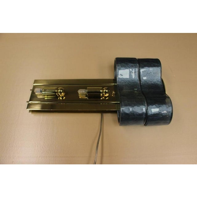 Mid-Century Blue, Grey and Gold Murano Glass Sconces, 1980s, Set of 2 For Sale - Image 14 of 18