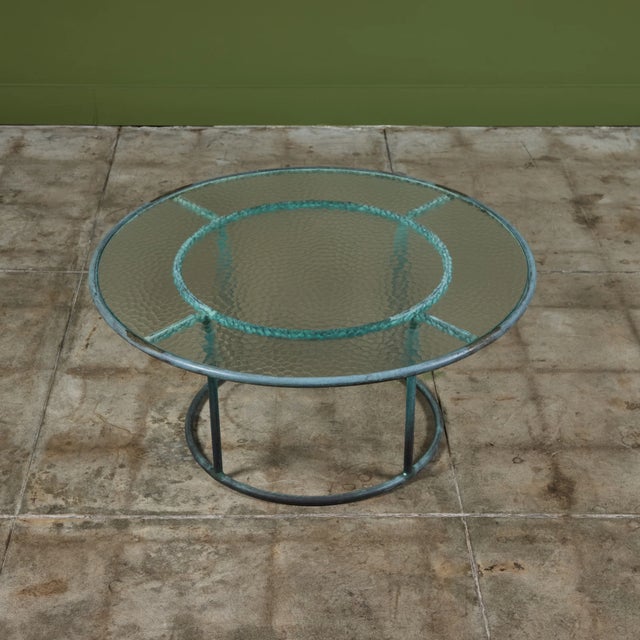 Verdigris Walter Lamb for Brown Jordan Round 36" Bronze Patio Coffee Table For Sale - Image 8 of 12