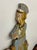 Vintage Folk Art Painted Wood Garden Figure Sculpture on Stand, Hand Carved Decorative Cutout For Sale - Image 9 of 12