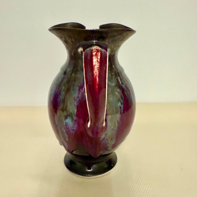 Late 20th Century Edgecombe Potters Deep Magenta Molten Drip Glaze Stoneware Pitcher For Sale - Image 4 of 9