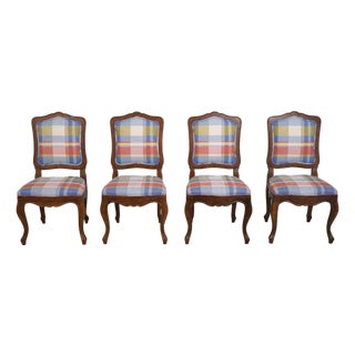 Set of 4 Baker Walnut French Provincial Chairs For Sale