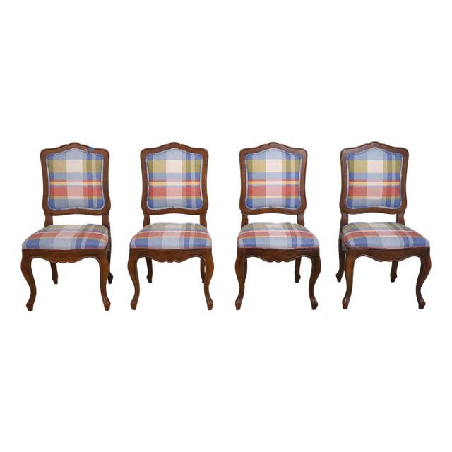 Set of 4 Baker Walnut French Provincial Chairs For Sale