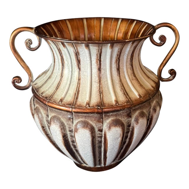 Grecian Style Metal Vase For Sale