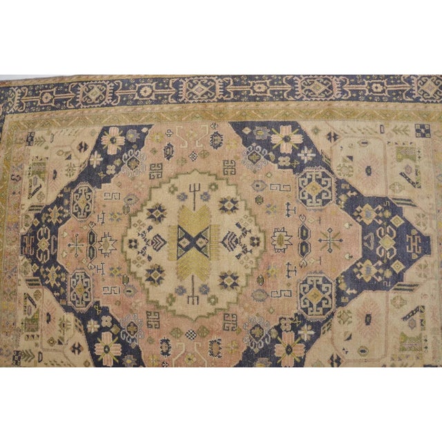 Tan Vintage Framhouse Decor Wool Carpet For Sale - Image 8 of 10