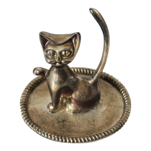 Vintage Silver Plate Cat Ring Holder