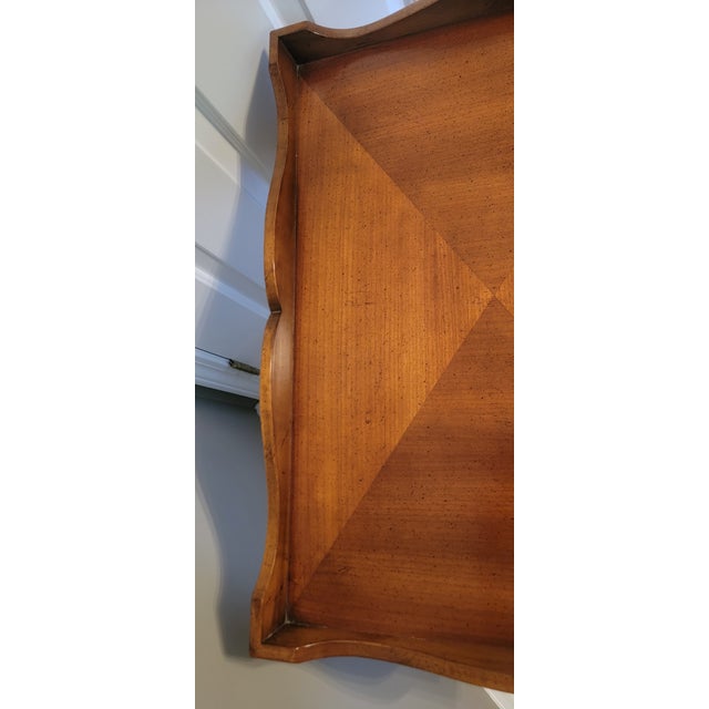 1960s Rococo Style Cherry Side Table With Removable Tray and Brass Mounted Legs For Sale - Image 11 of 15