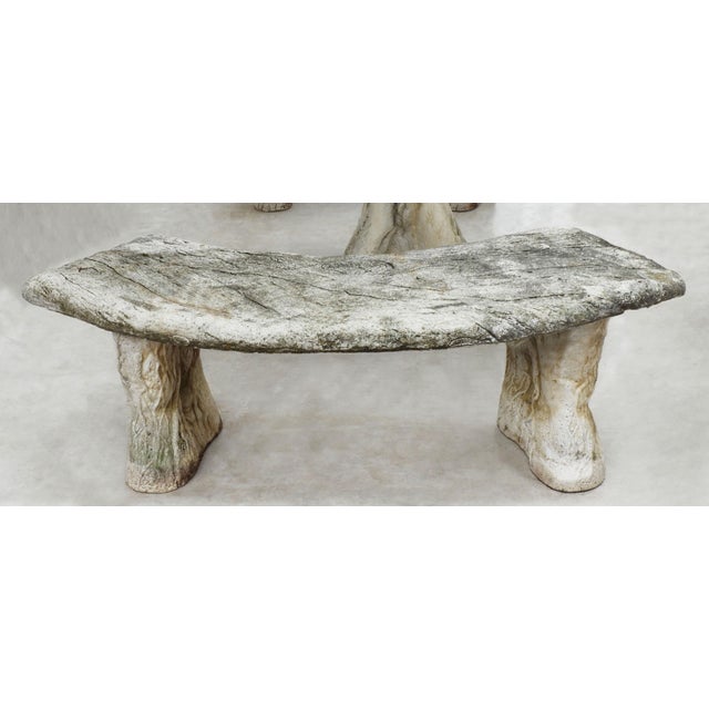 Mid-Century Modern French Faux Bois Garden Table and Benches, 1960s, Set of 3 For Sale - Image 3 of 9