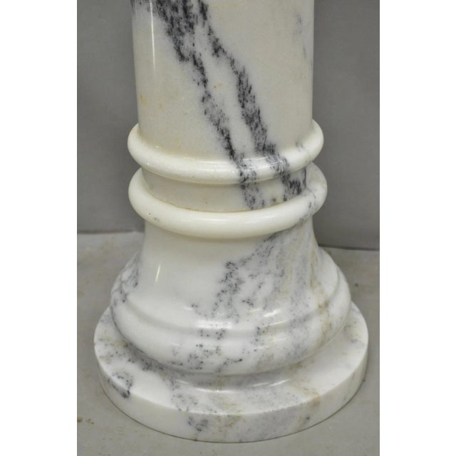 Stone Vintage Italian Classical White Marble Column Form Round 32" Pedestal Bust Stand For Sale - Image 7 of 14