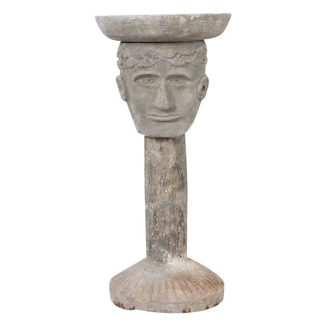 English Vintage Birdbath of a Man's Head For Sale - Image 11 of 11