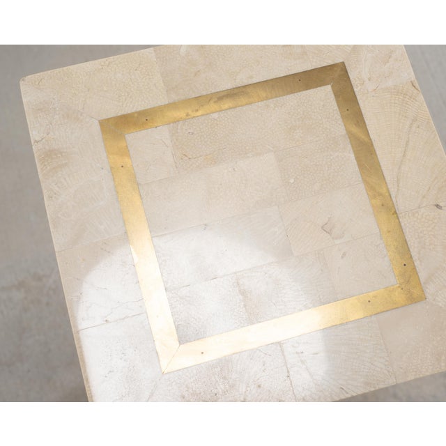 Tessellated Stone Brass Pedestal Stand Maitland Smith Style For Sale - Image 15 of 18