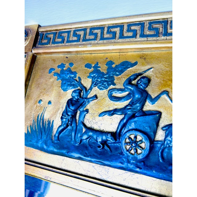 Oversized Neoclassical Greek Key Trumeau Wall Mirror With Classical Relief Frieze For Sale - Image 4 of 18