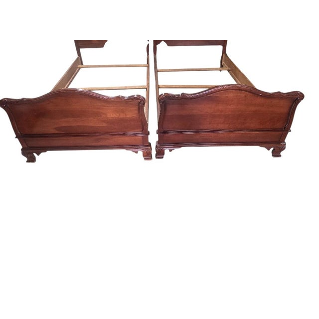 Bring timeless elegance to a guest room or children's bedroom with this beautiful matched pair of vintage French...