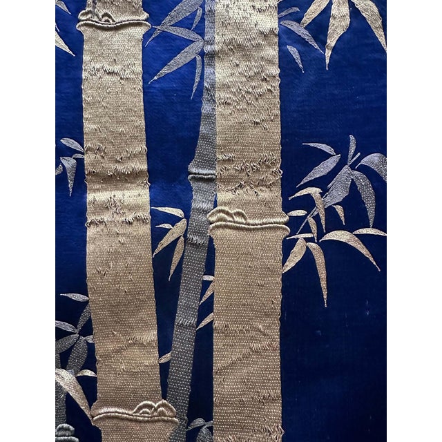 Japanese Japanese Embroidery Silk Bamboo Fukusa Meiji Period For Sale - Image 3 of 12