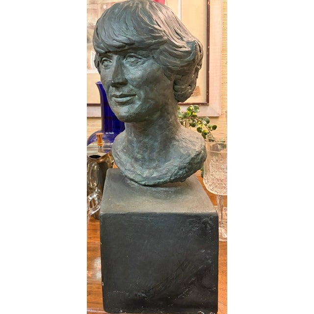 Mid-Century Modern Mid Century Plaster Statue, Bust of a Woman For Sale - Image 3 of 6
