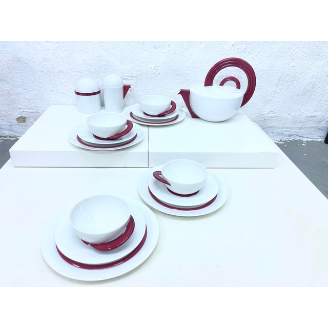 Red Vintage Tea Service by Mario Bellini for Rosenthal, 1980s, Set of 15 For Sale - Image 8 of 18