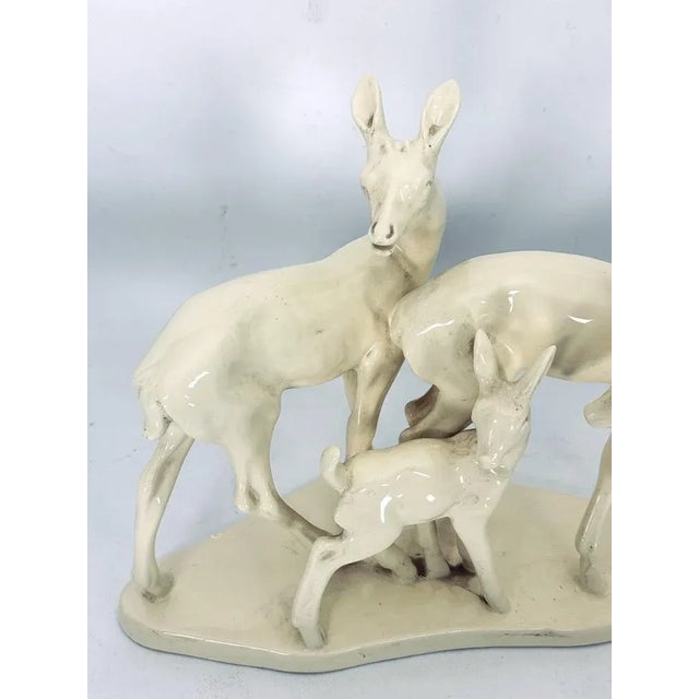 Mid-Century Modern Italian Artist, Deer Family Sculpture, Ceramic, 1950s For Sale - Image 3 of 12