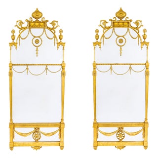 Antique George III Adam Revival Giltwood Mirrors, Set of 2 For Sale