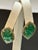 22 Ct Carved Emerald & 2 Ct Diamond Earrings 14 Karat Yellow Gold Post Earrings For Sale - Image 17 of 18