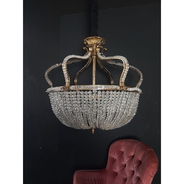 Gold Large Parisian Chandelier in Gilded Bronze, 1890s For Sale - Image 8 of 11