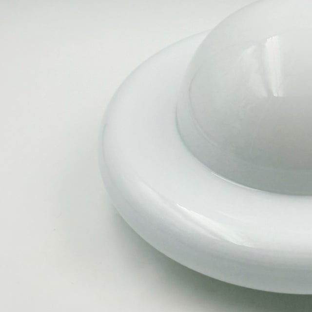 Space Age UFO Ceiling Lamp in White Opaline Glass, Italy, 1970s For Sale - Image 10 of 15