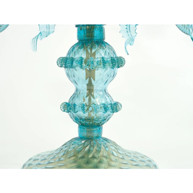 Late 20th Century Gold Flecks Design With Brass Base Venetian Flambeau Table Lamp For Sale - Image 9 of 13