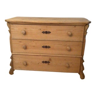 Mid 20th Century Vintage European Stripped Pine Chest of Drawers For Sale