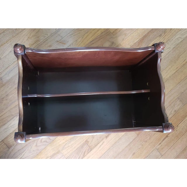 1970s Vintage Mahogany Chippendale Style Magazine Rack on Wheels For Sale - Image 5 of 8