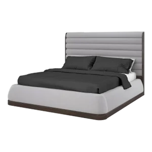 Gray Channeled King Bed