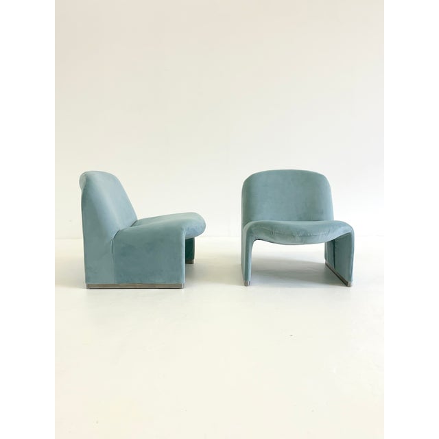 1970s Vintage Alky Chair in Baby Blue Velvet by Anonima Castelli for Artifort, 1970s For Sale - Image 5 of 15