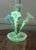French Hand Blown Uranium Glass Three Trumpet Epergne, 1900 For Sale - Image 4 of 9