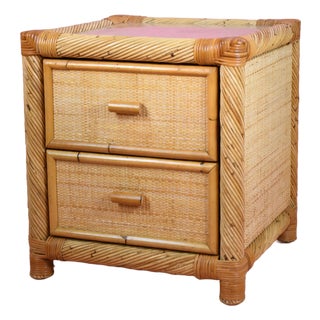Twisted Rattan and Cane Nightstand Attributed to Bielecky Brothers For Sale