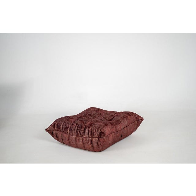 Set of Togo Lounge Chair and Ottoman in Rust Velvet by Michel Ducaroy for Ligne Roset, 1973 For Sale - Image 12 of 18