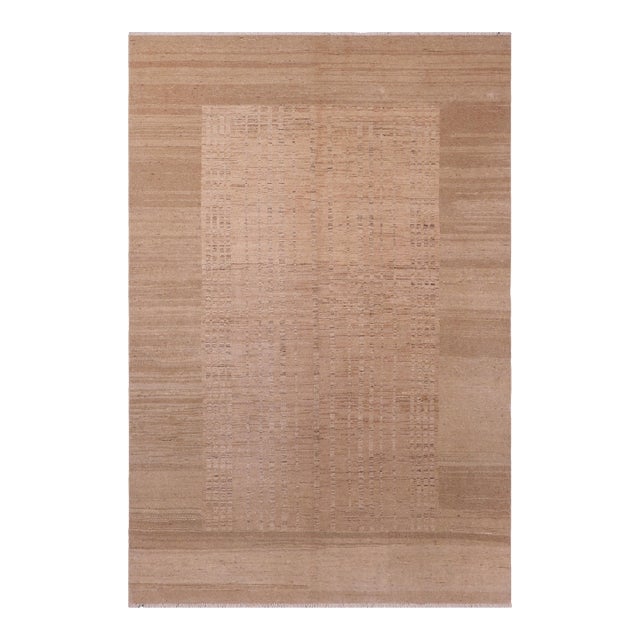 Bohemian Gabbeh Tan/Beige Wool Rug - 5'11'' X 8'11'' For Sale