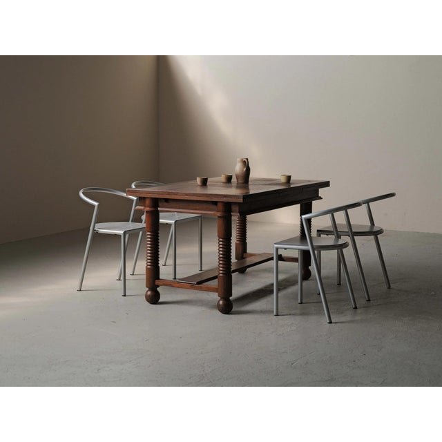 Vintage Extendable Oak Dining Table, France, 1940 For Sale - Image 4 of 18