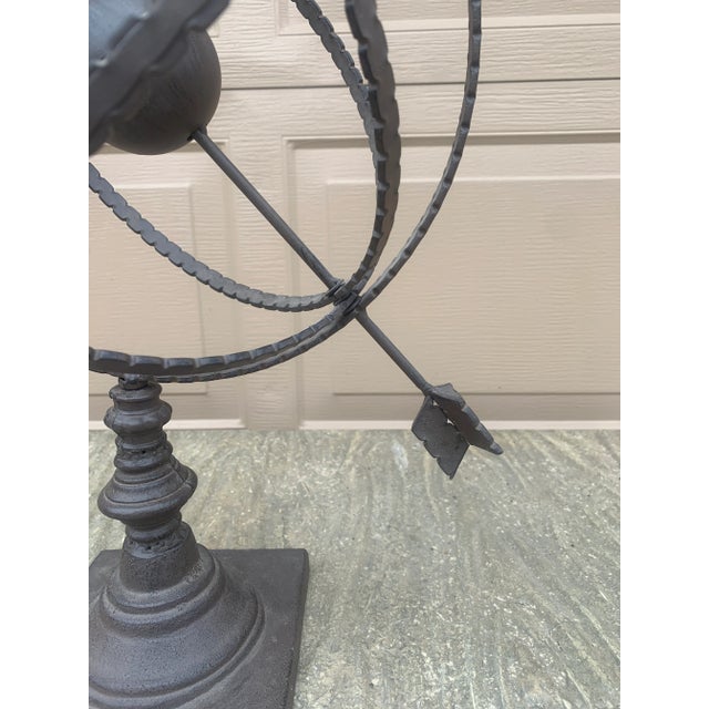 Large Classical Iron Armillary Sphere Garden Sculpture on Stand – English Estate Style For Sale - Image 4 of 10