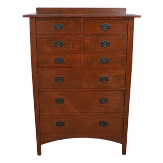 Stickley Mission Oak 8 Drawer High Chest For Sale