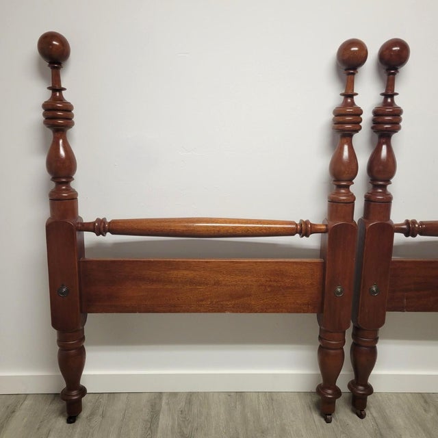 Vintage Pair of Colonial Revival Mahogany Twin Beds With Turned Posts For Sale - Image 10 of 13