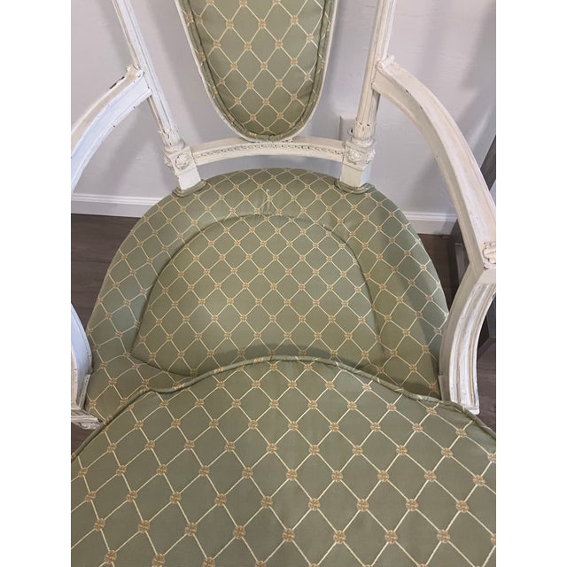 19th Century Louis XVI-style Distressed White Frame Arm Chair For Sale - Image 11 of 12