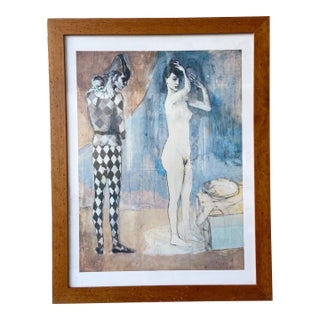 Vintage Framed Print Titled Harlequin’s Family by Picasso For Sale