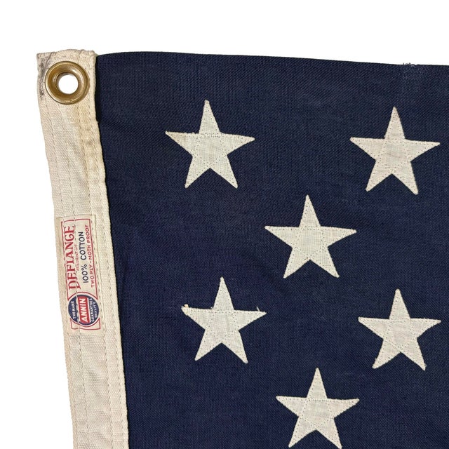 Vintage Cotton American Flag With Sewn Stars For Sale - Image 4 of 6