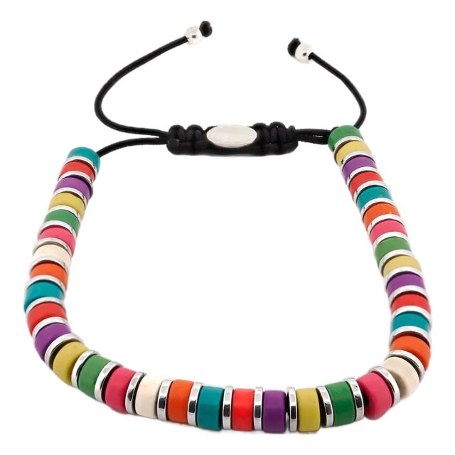 Colorful Gemstone Beaded Adjustable Summer Bracelet For Sale