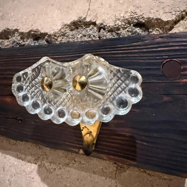 Glass Mid-Century Modern Italian Coat Rack Hooks Set of Two, Brass & Glass For Sale - Image 7 of 9