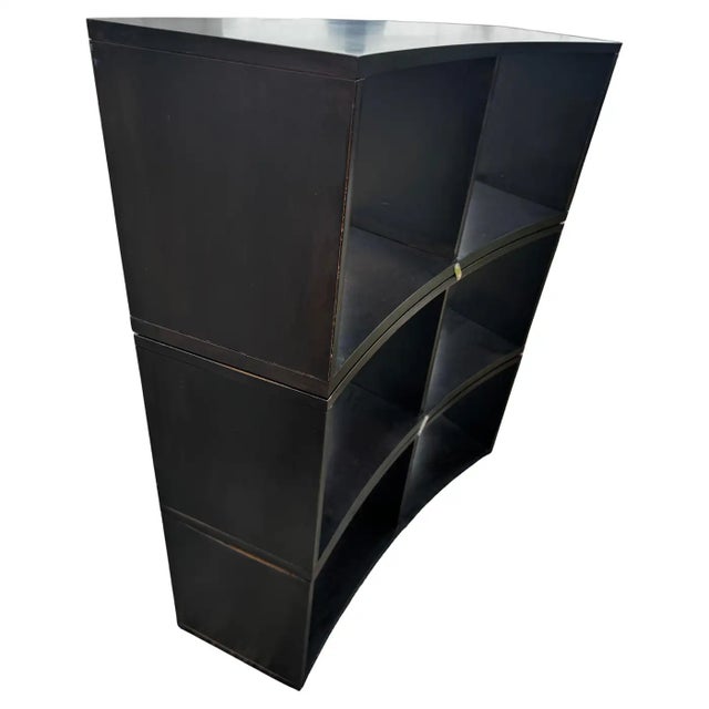 Modern Late 20th Century Cantoni Black Lacquered 3 Piece Modular Bow Front Display Case For Sale - Image 3 of 5