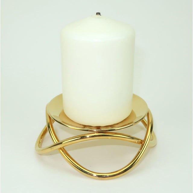 Georg Jensen Gold Glow Candle Holder With Box For Sale - Image 10 of 11